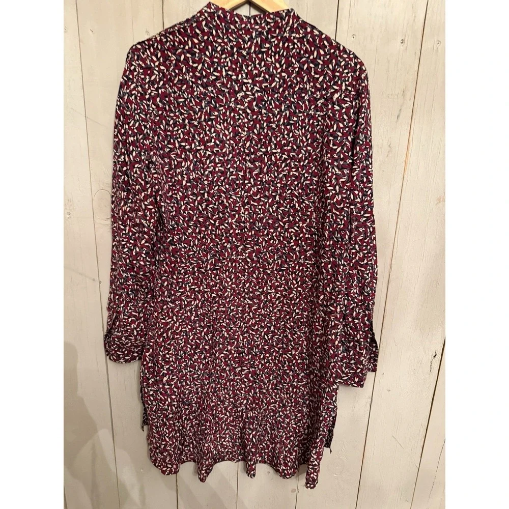 Tory Burch Red Agate‎ Confetti Print Silk Shirt Dress 6 Boho NWT 450$